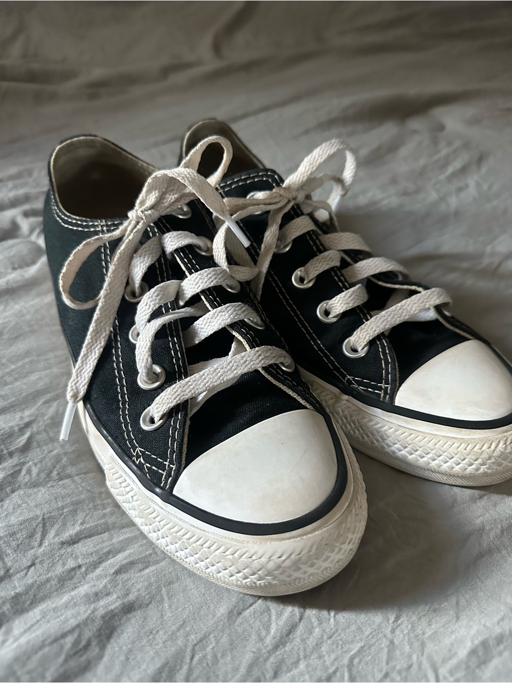 Kids Black Canvas Low-Top Sneakers with White Trim CONVERSE ALL STAR